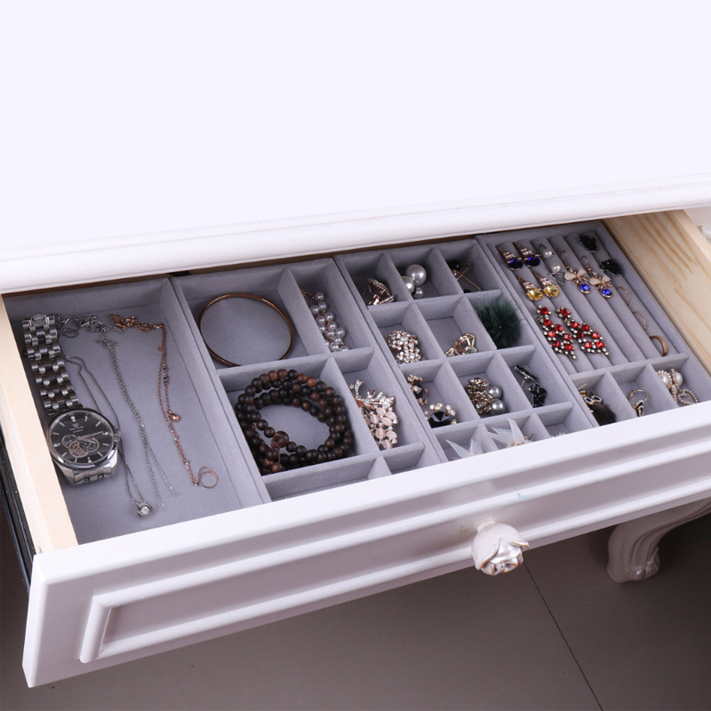 (21x12x3cm) Velour Schmuckschatulle Aufbewahrungsbox Organizer für Ringe / Ohrringe / Armbänder - Style 6 / Grau
