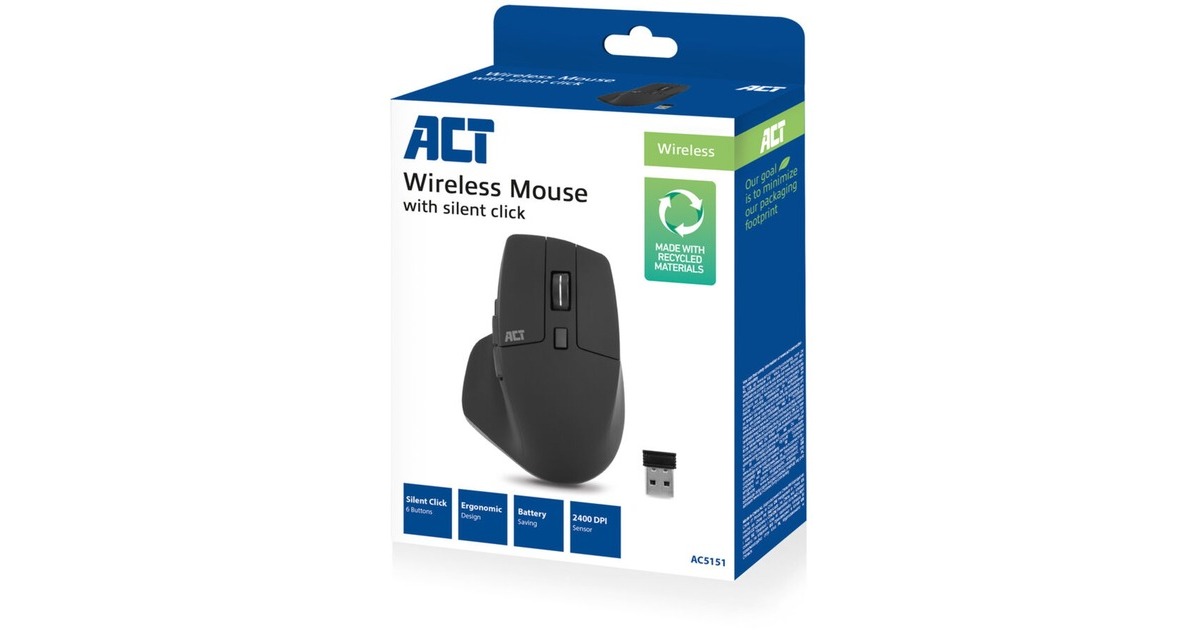 ACT ConnectivityDraadloze muis  (Zwart, 1000 - 2400 DPI)