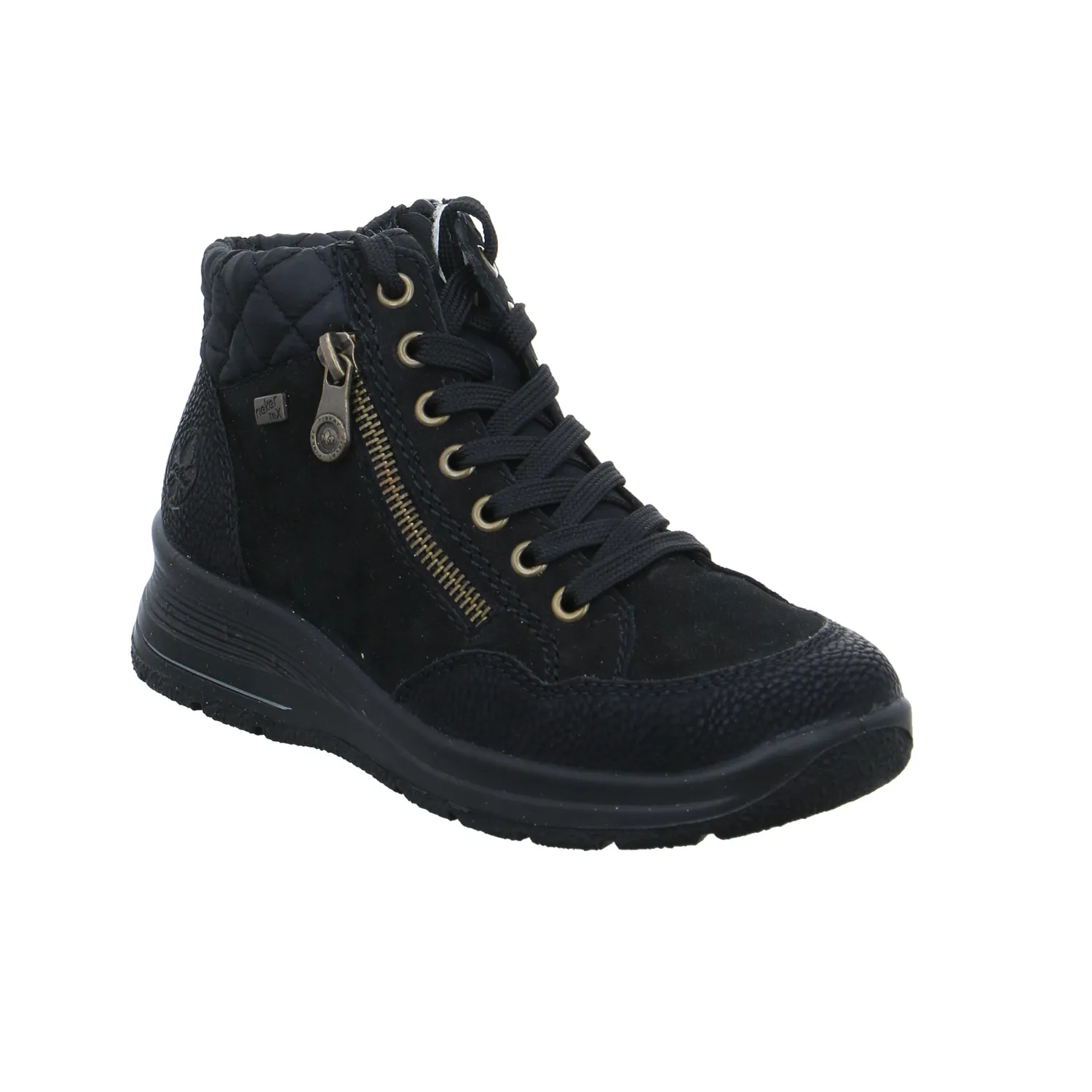RIEKER Comfort-Mid Cut Sneaker Schwarz Leder  mit Rieker-TEX