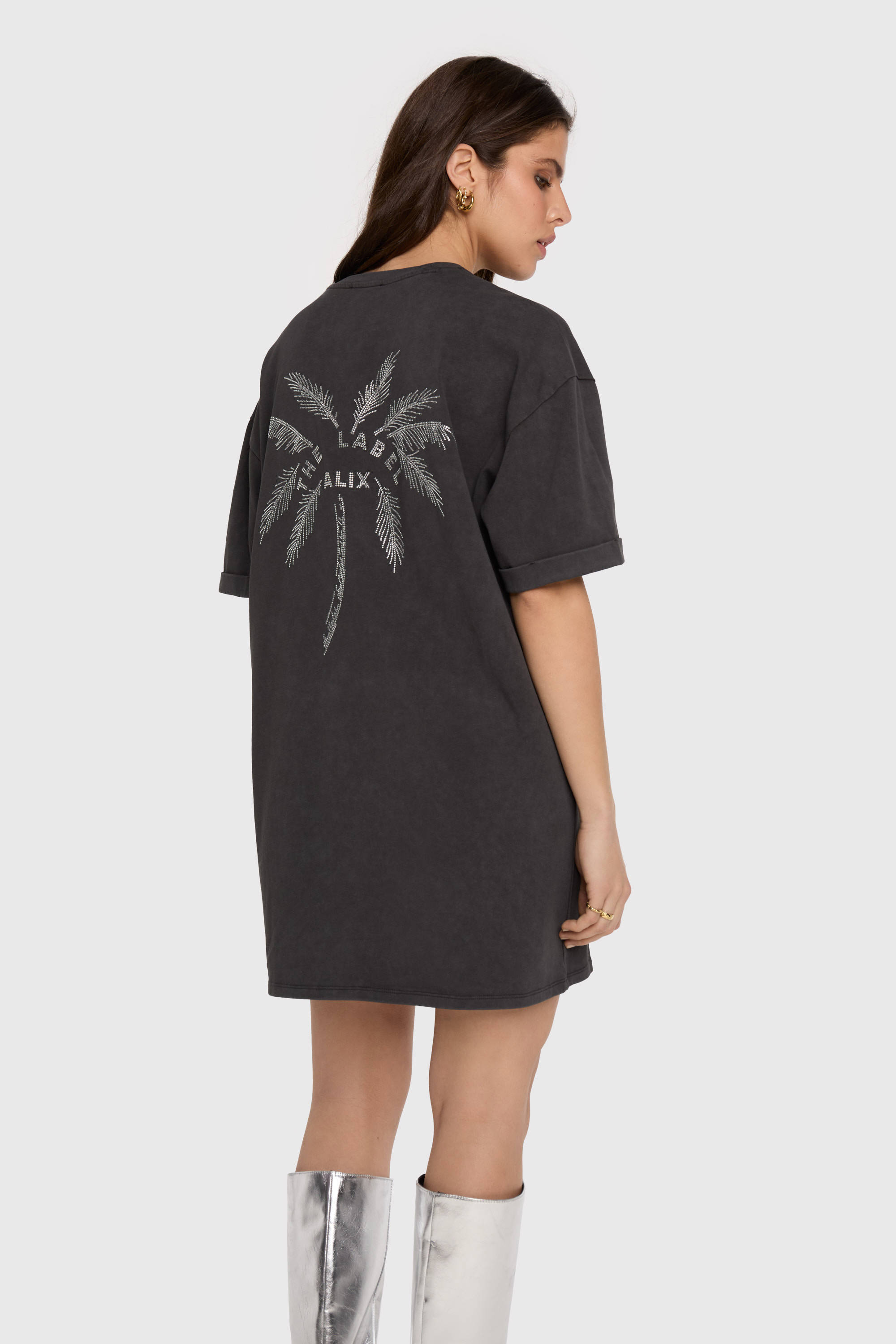Alix the Label T-shirtjurk antraciet