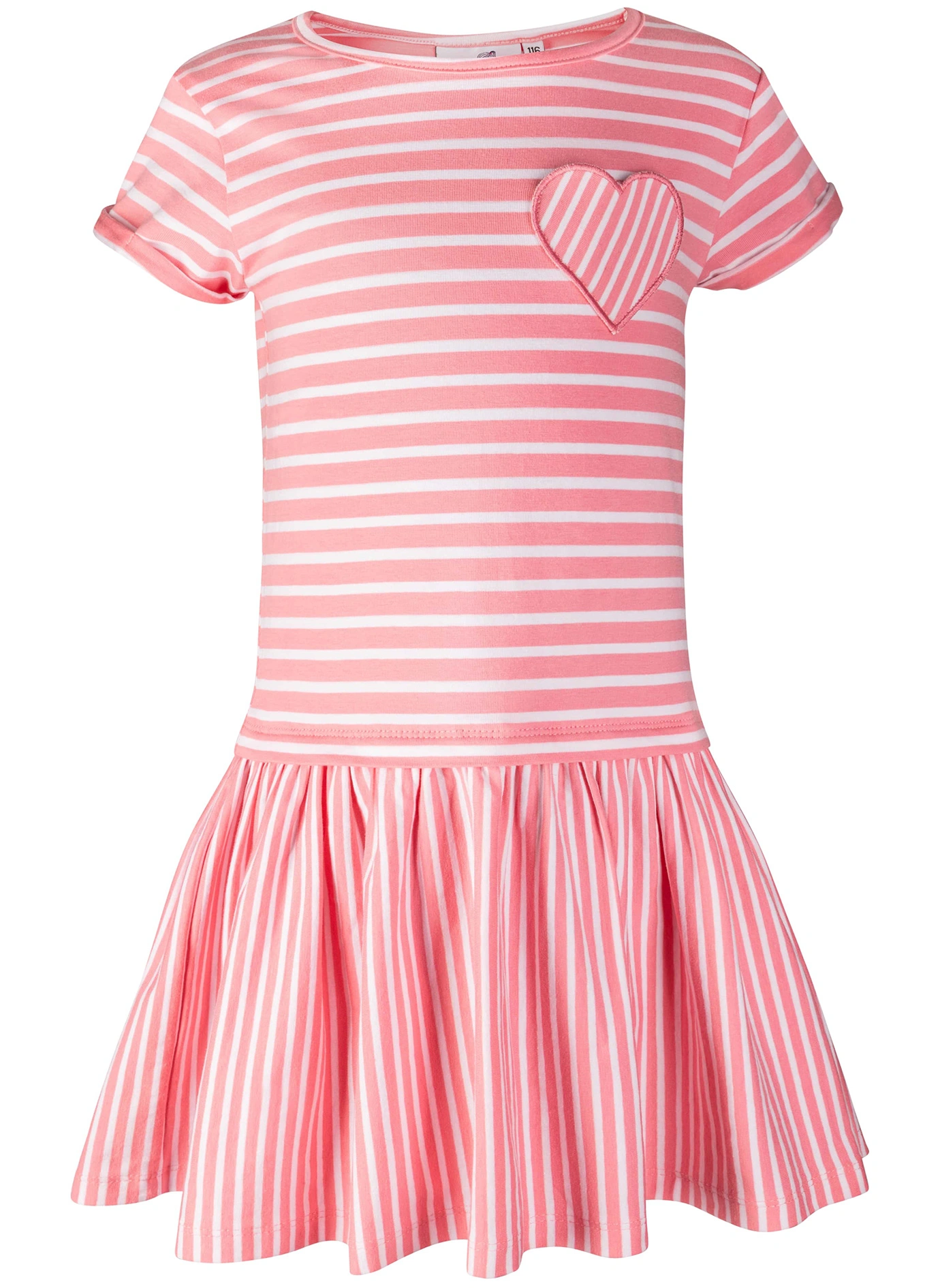 Kurzarmkleid HEART gestreift in flamingo