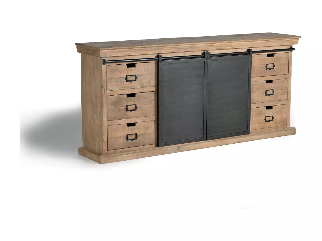Buffet avec 6 tiroirs de style industriel. Multicolor.Giner y Colomer.85x40x190
