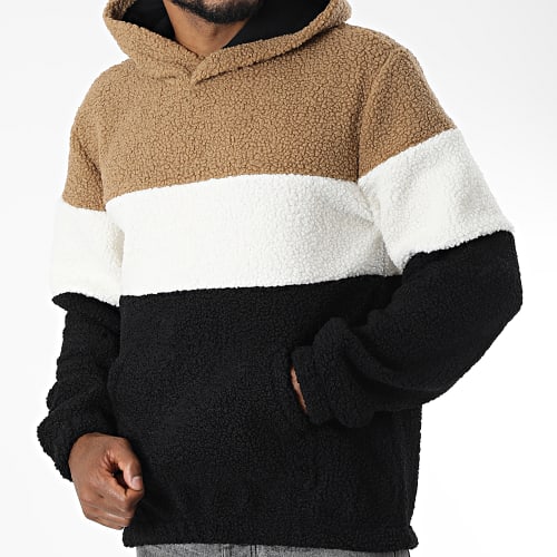 Sweat Capuche Fourrure F22214 Noir Marron Beige