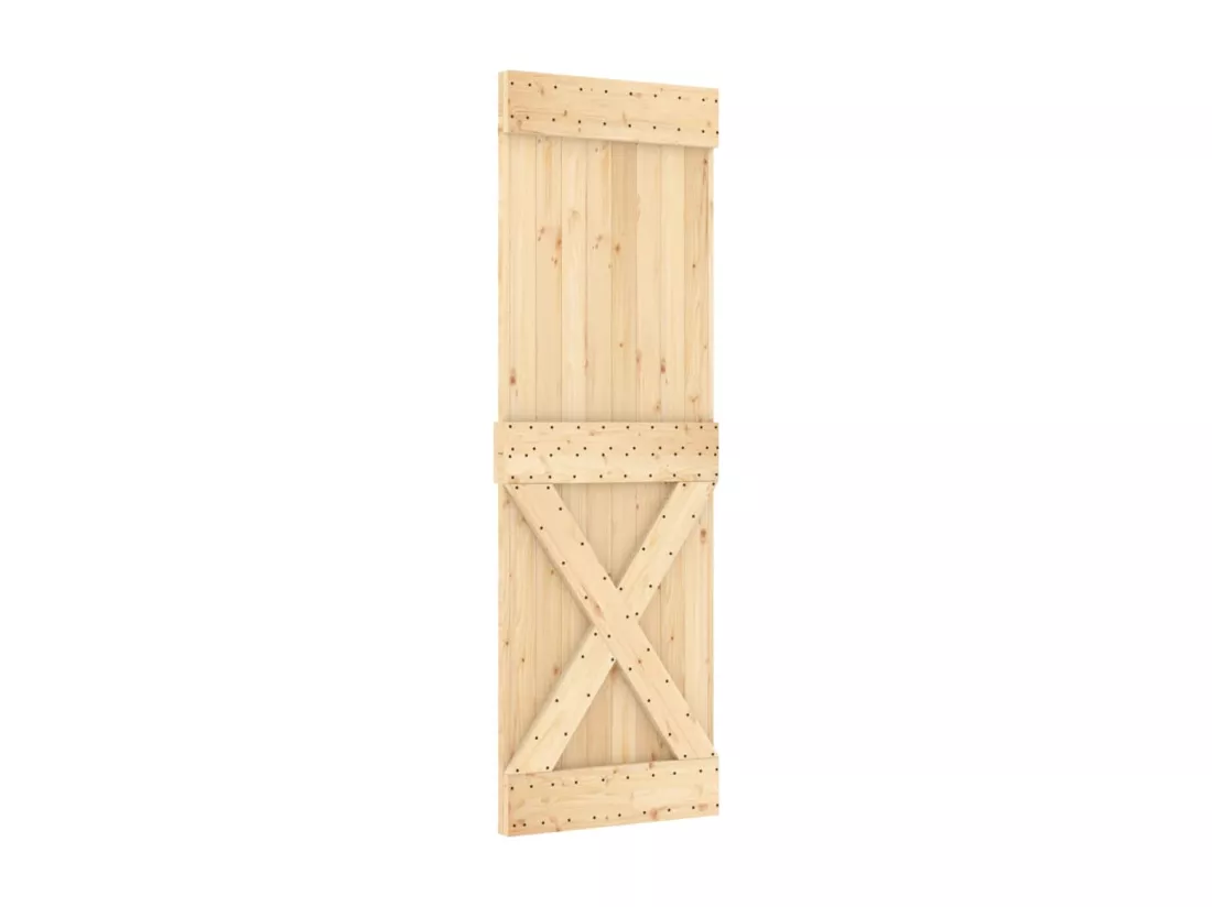 Porte coulissante et kit de quincaillerie 70x210 cm pin massif