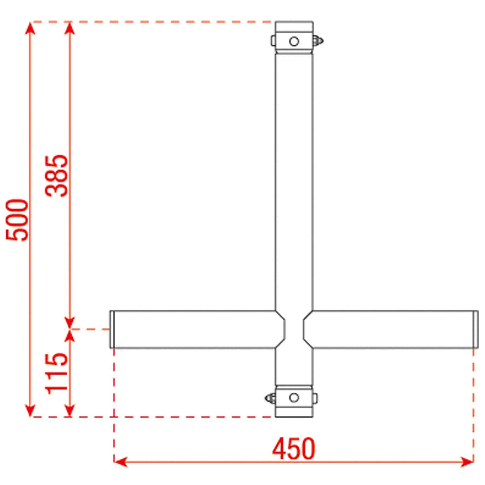 Showgear T-Downrigger voor G-truss, zilver