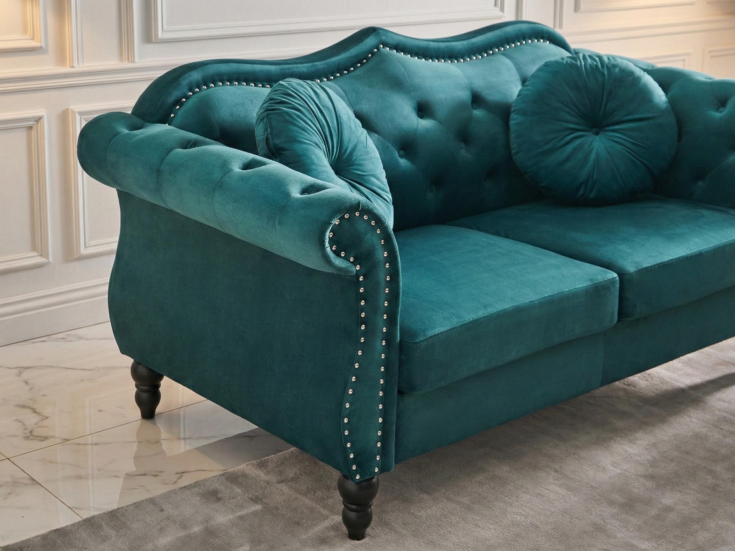 Bankenset 5-zits SKIEN Fluweel Groenblauw