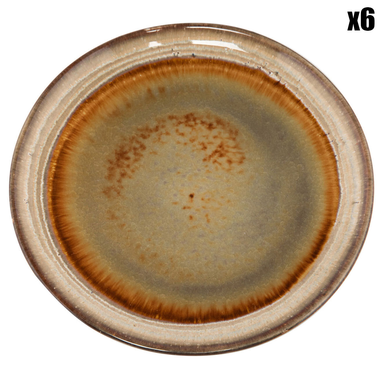 Bazar Bizar 6 Assiettes plates Comporta marron  - D.22 cm