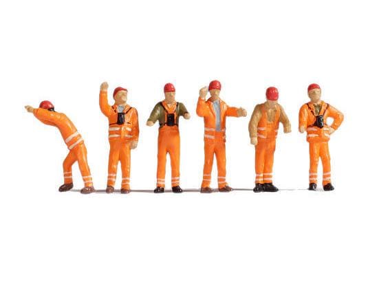 NOCH Figuren Rangierpersonal 6 Stück, H0 Rangierpersonal Figuren für H0 Modelleisenbahnen