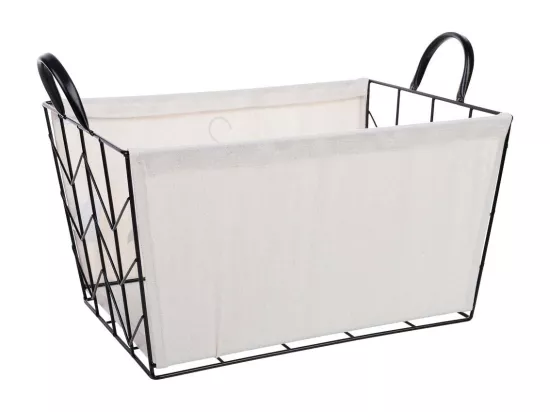 Panier de rangement en métal et tissu 40x28x22/29