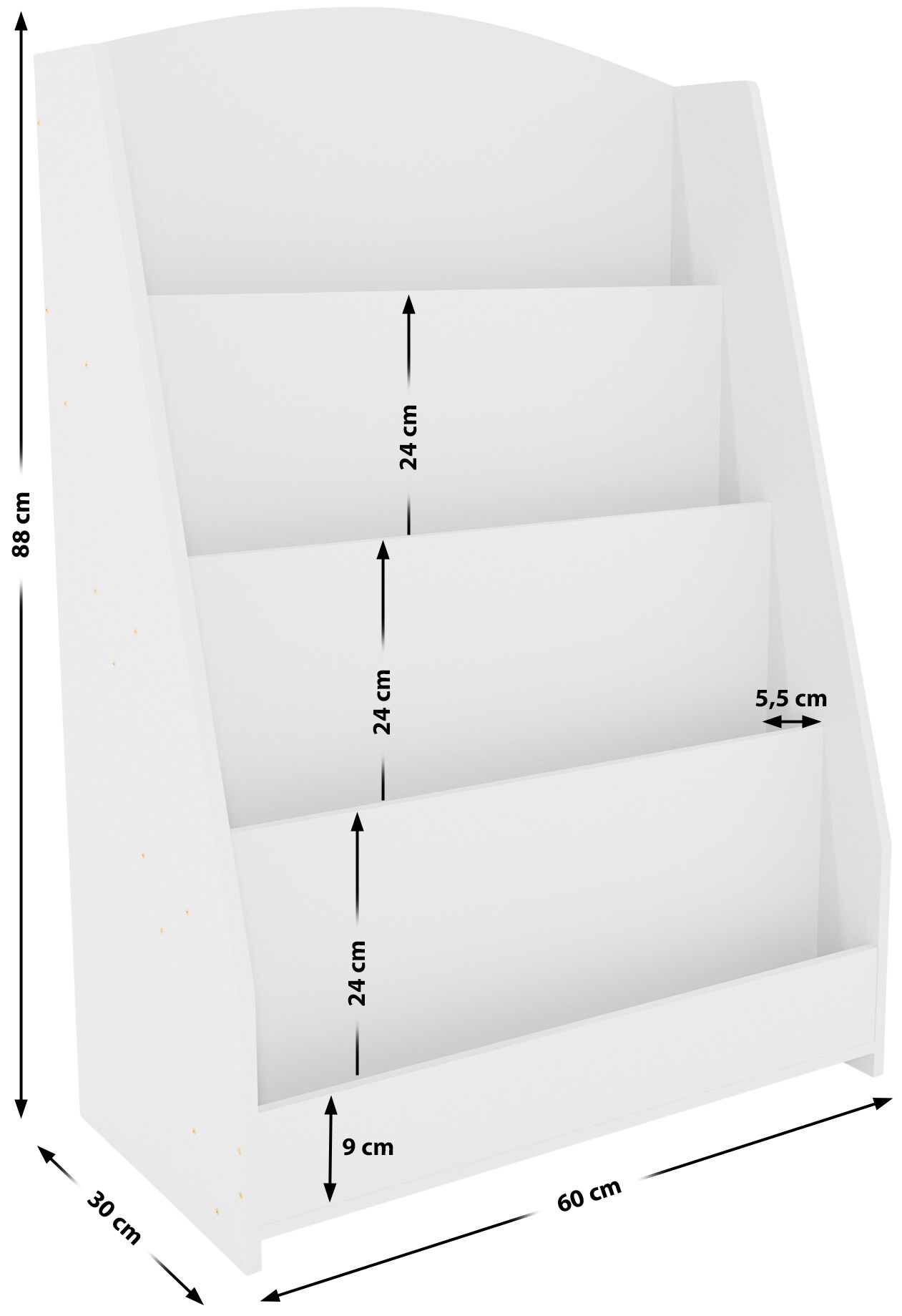 CLP Bücherregal Melfa I Zeitschriftenständer Mit 4 Fächern I Regal Für Kinderbücher I Organizer Weiß