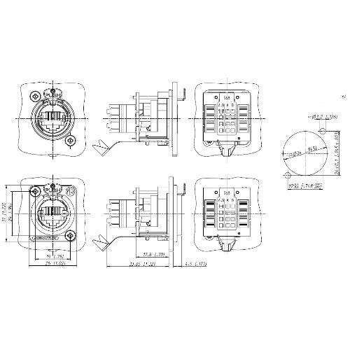 Neutrik NE8FDV-Y110-B CAT5e etherCON chassisdeel female