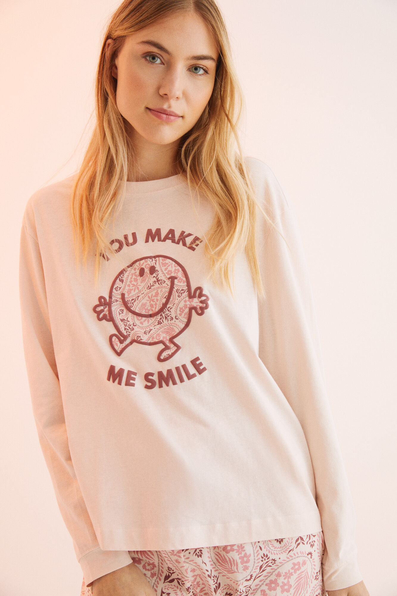 Camiseta de manga comprida Mr. Men & Little Miss 100% algodão - Rosa