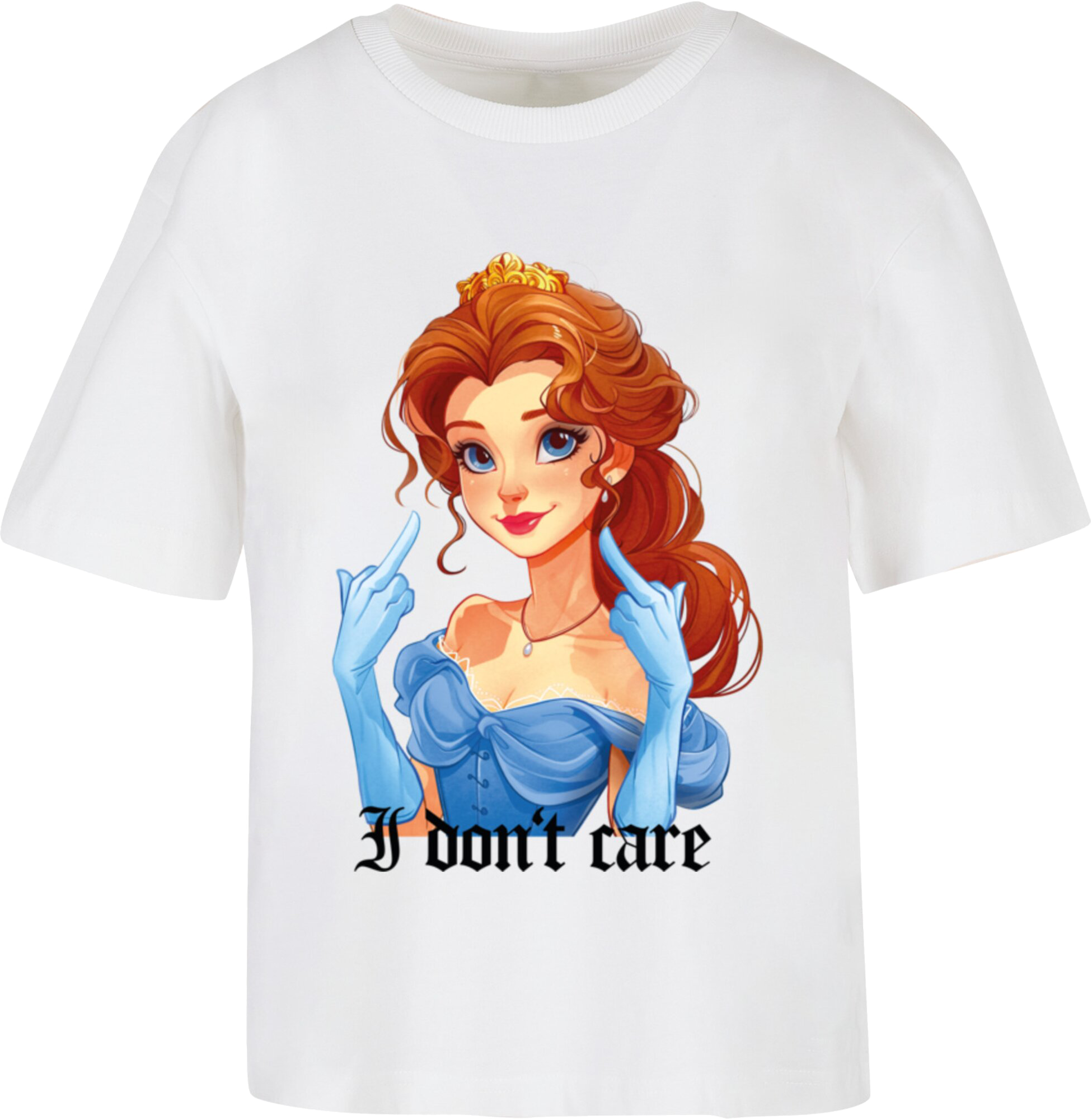 Mister Tee Don't Care Handsign T-Shirt Damen Weiss