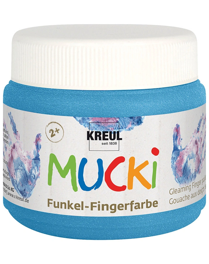 Funkel-Fingerfarbe MUCKI®in diamantenblau 150 ml