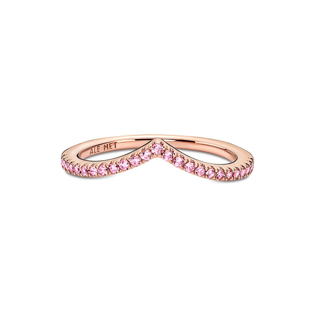 Pandora Rose Timeless Wishbone Funkelnder Rosafarbener Ring