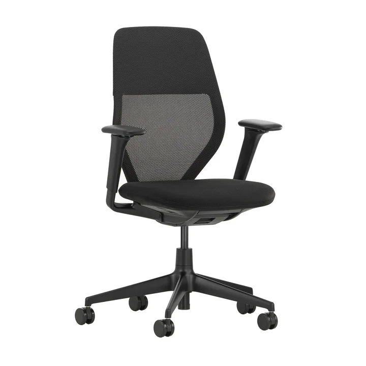 Vitra - ACX Light Bürostuhl, Silk mesh nero / X Net nero, mit Sitztiefenverstellung, höhenverstellbare Armlehnen (Rollen für Hartböden)