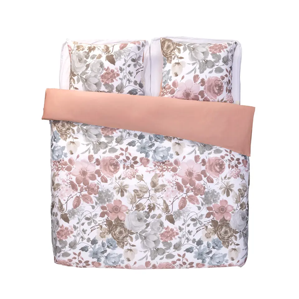 Dekbedovertrek Nova bloemen - wit/roze - 240x200/220 cm