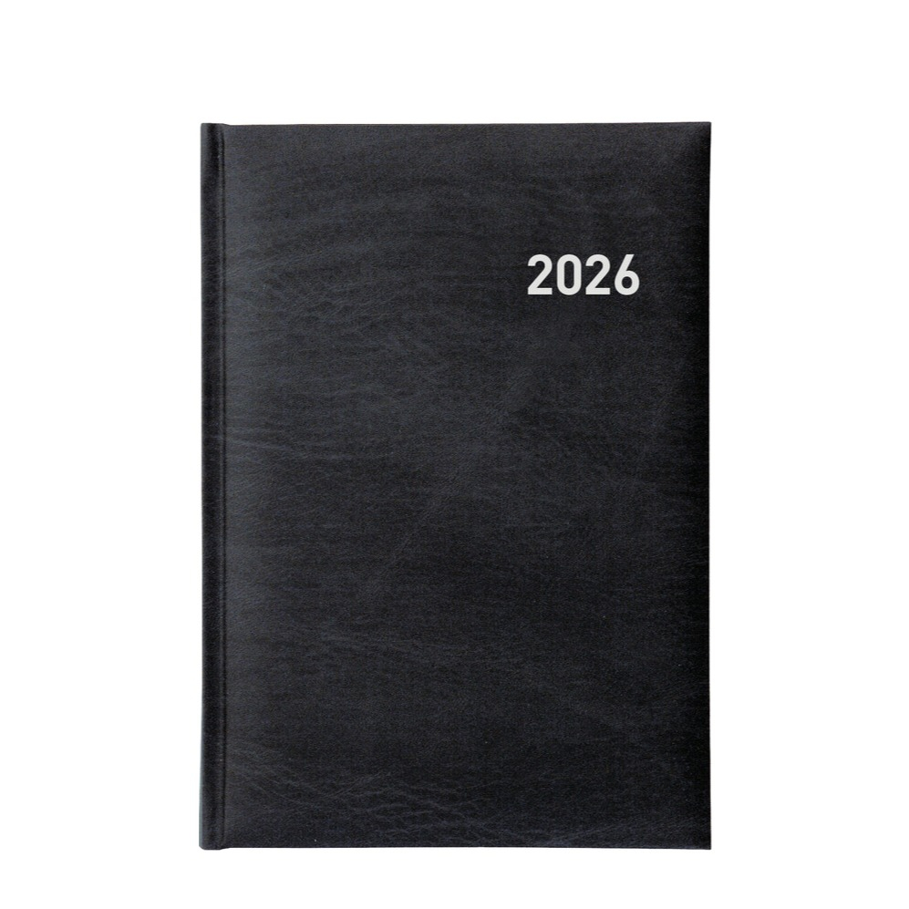 (1T/1S) 14.5x20.5cm Geschäftsagenda Executive Zeitplanungssystem Wochenkalender 2026 mit Eckenperforation (806510020026U) - Schwarz