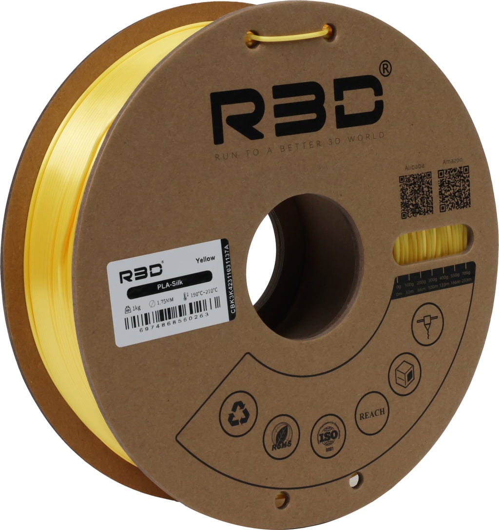 R3D  PLA Silk Yellow, 1.75 mm / 1000 g    PLA-Filament mit Silk-Effekt