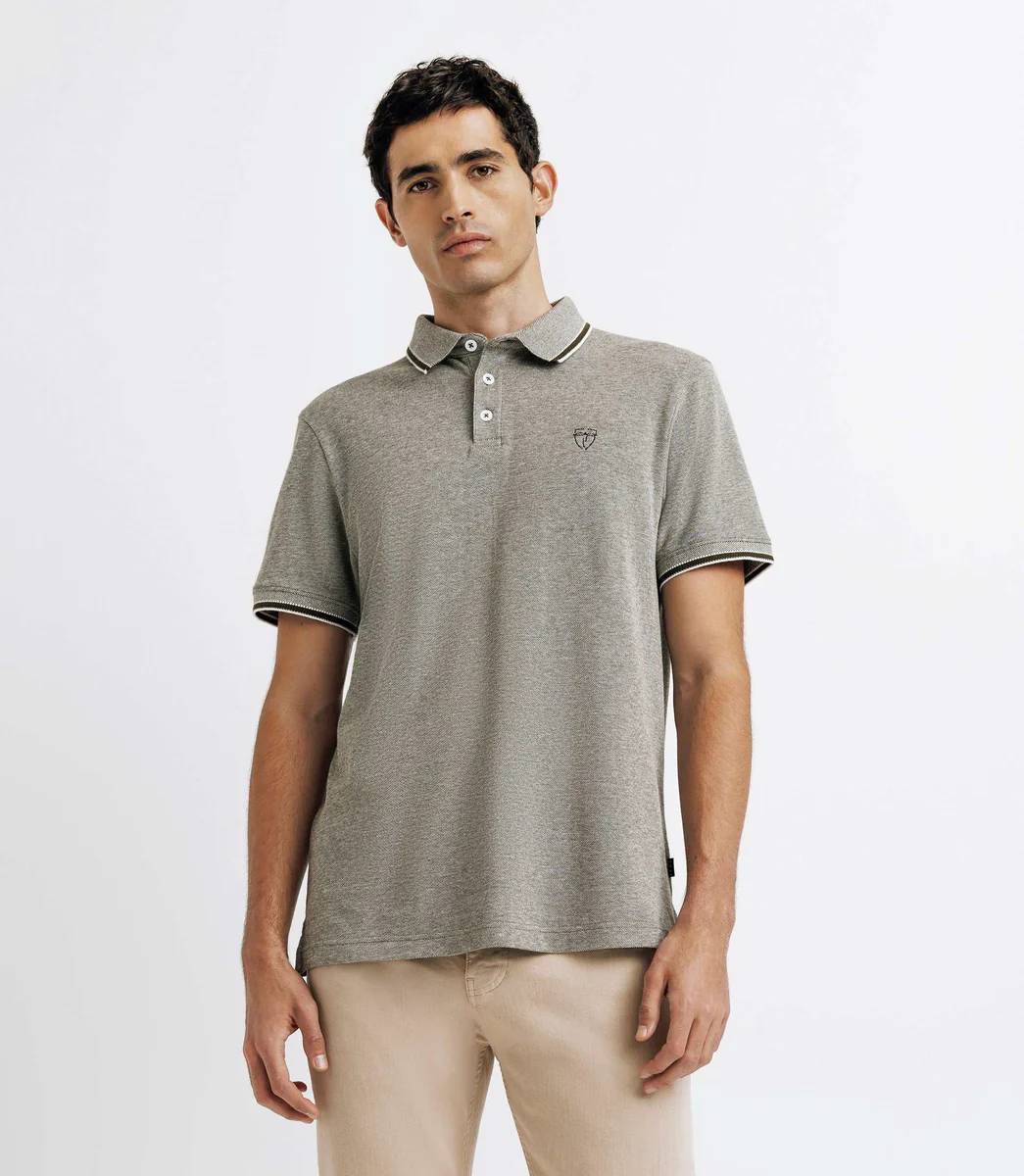 Polo piqué avec broderie kaki