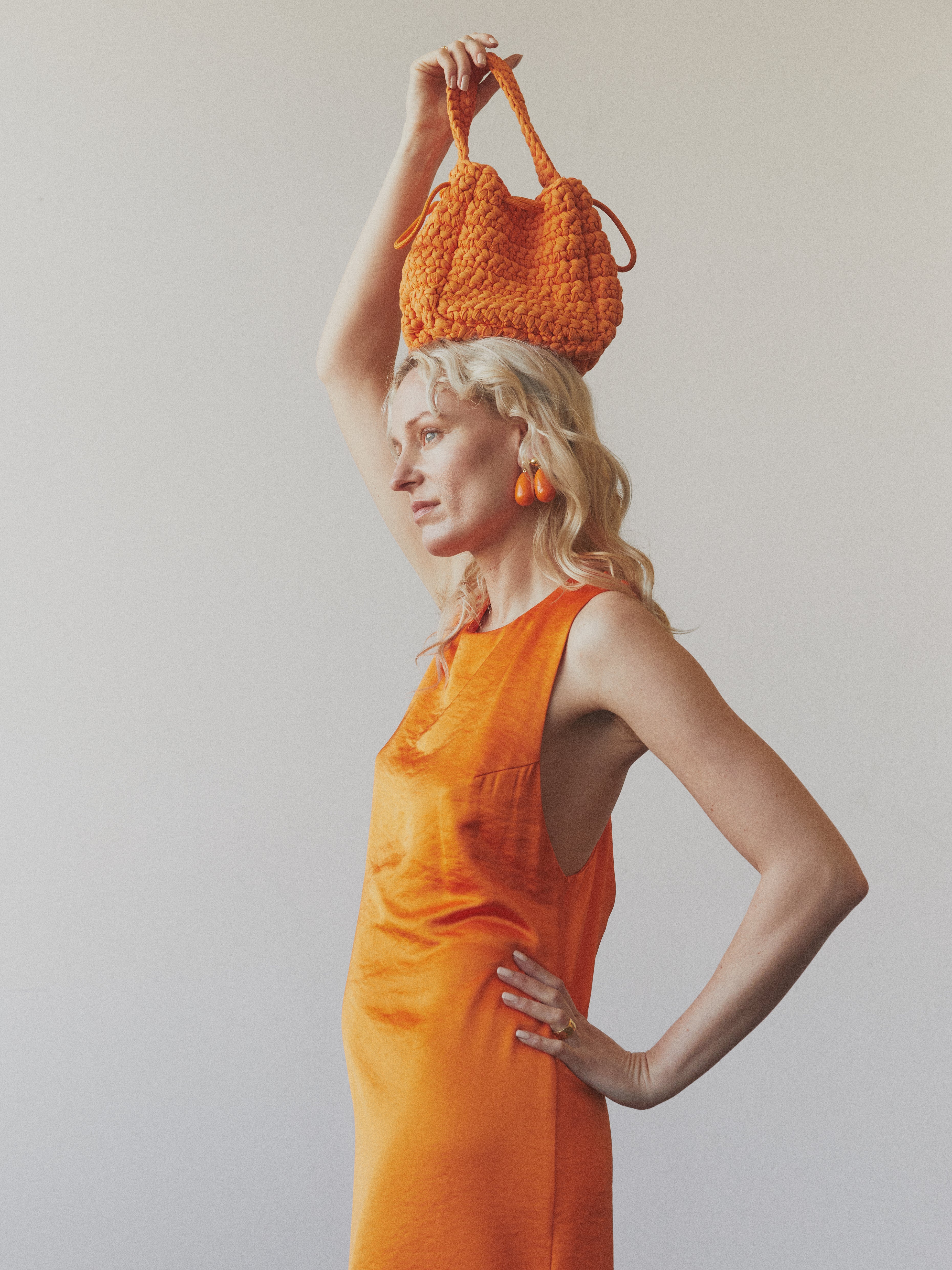Eshvi  Drop øreringe - orange/forgyldt