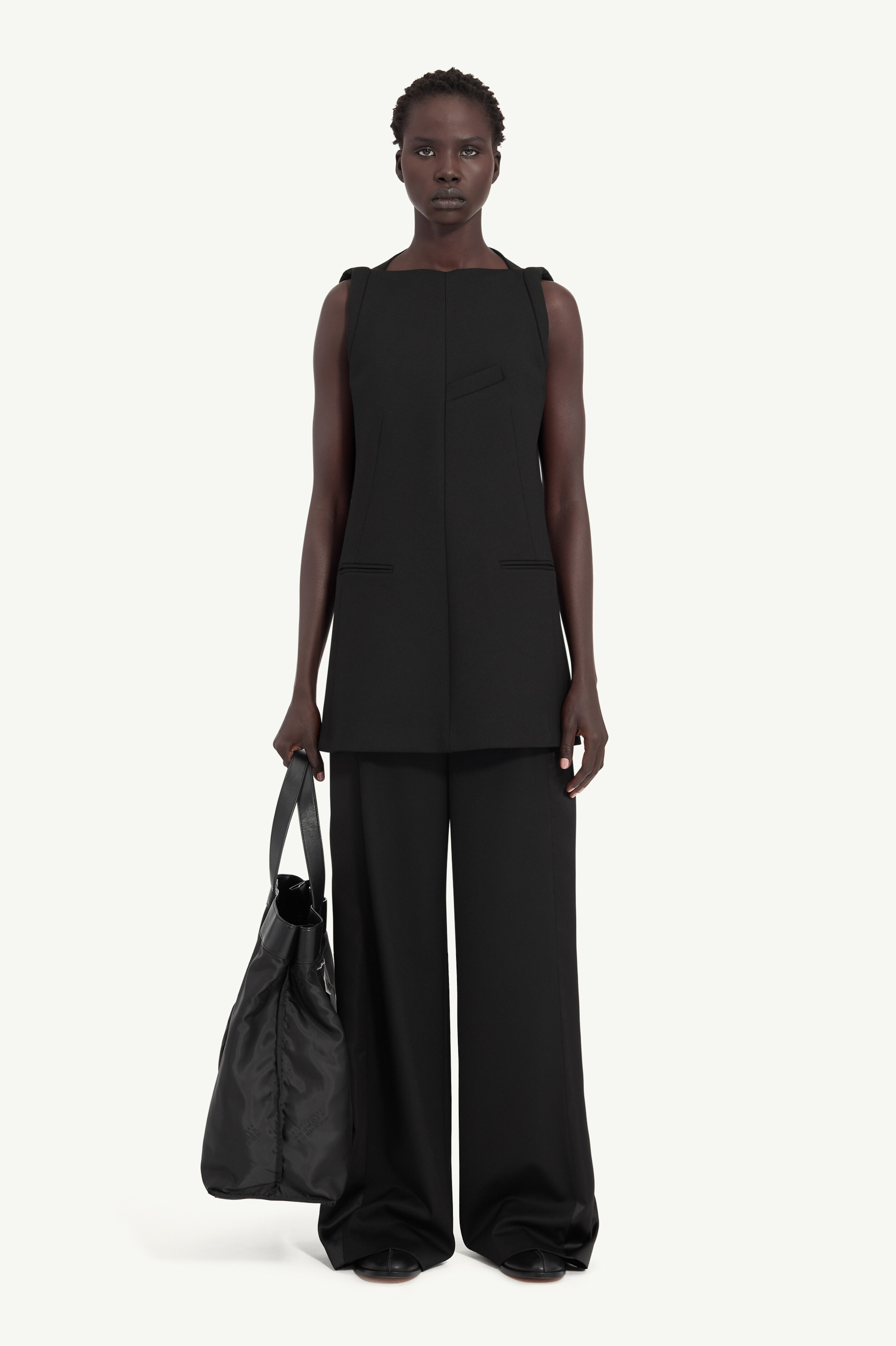 Mini robe sans manches en mélange de laine pour femme | MM6