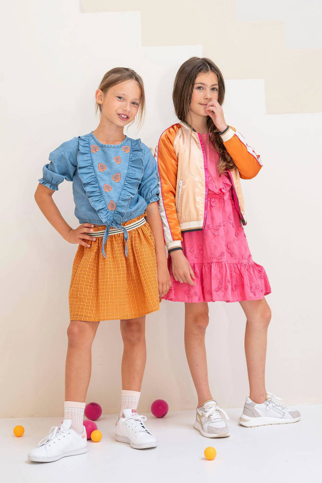 Like Flo reversible satijnen bomberjack zomer roze/oranje