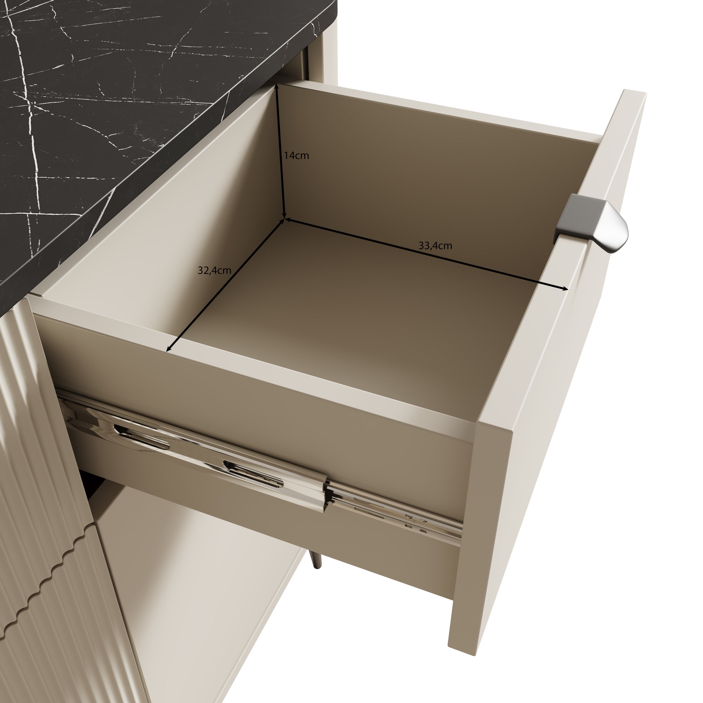 Meubella - Dressoir Mace - Beige - 130 cm