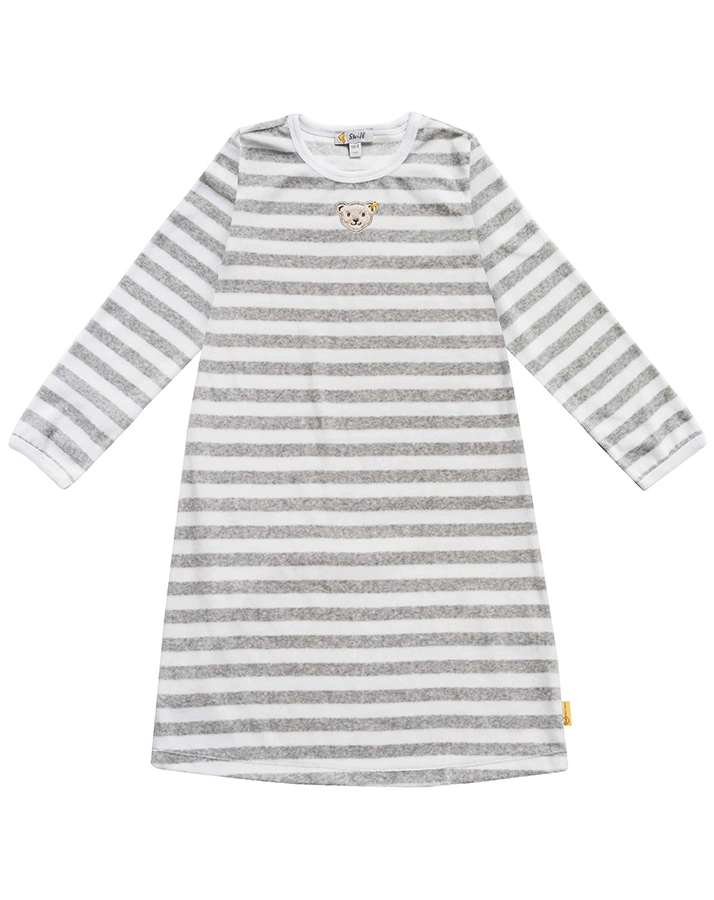 Nicki-Nachthemd BASIC gestreift in grau/weiß