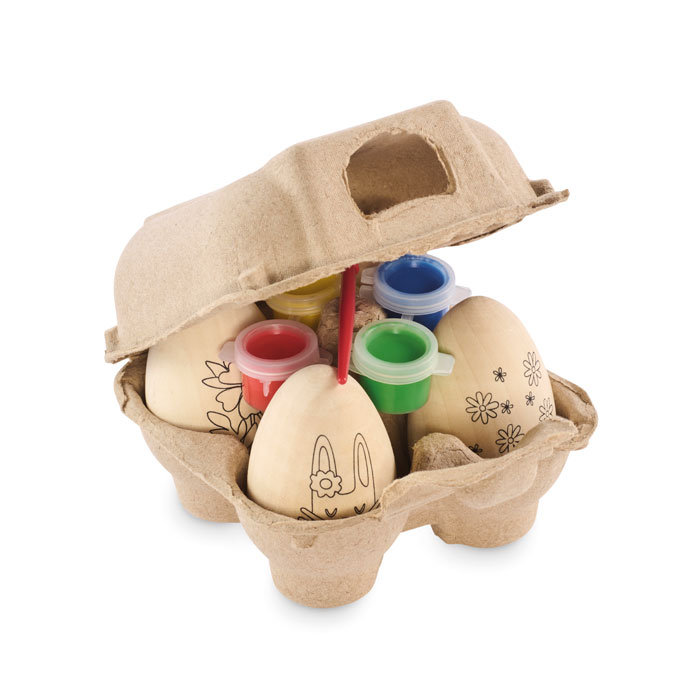 GiftRetail MO2563 - EISET Set de peinture d'oeufs en bois