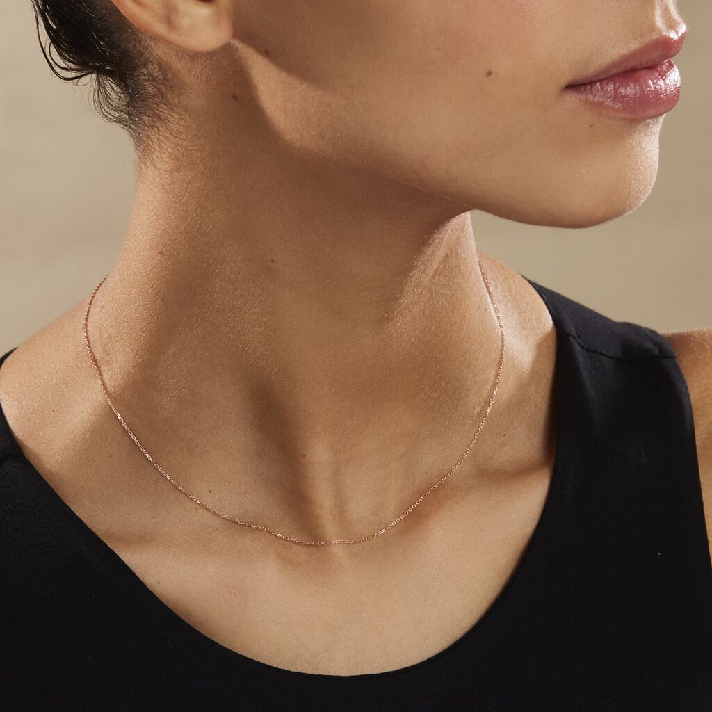 Chaîne Maryvonneae Maille Forçat Diamantée Or Rose
