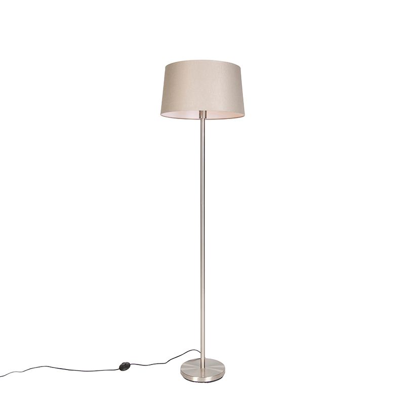 Moderne vloerlamp staal met taupe kap 45 cm - Simplo