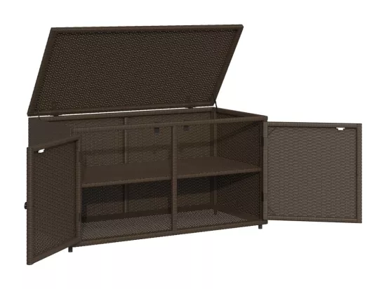 Armoire de rangement jardin marron 110x55x60,5cm résine tressée