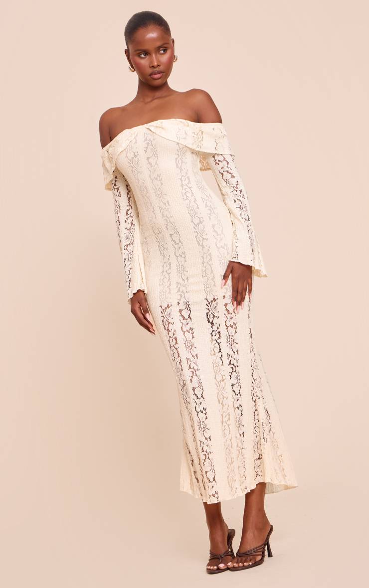 Citron Robe Longue Bandeau À Rabat En Dentelle