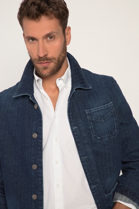Overshirt, Denim, Jeans-Sakko, Reverskragen, Brusttasche