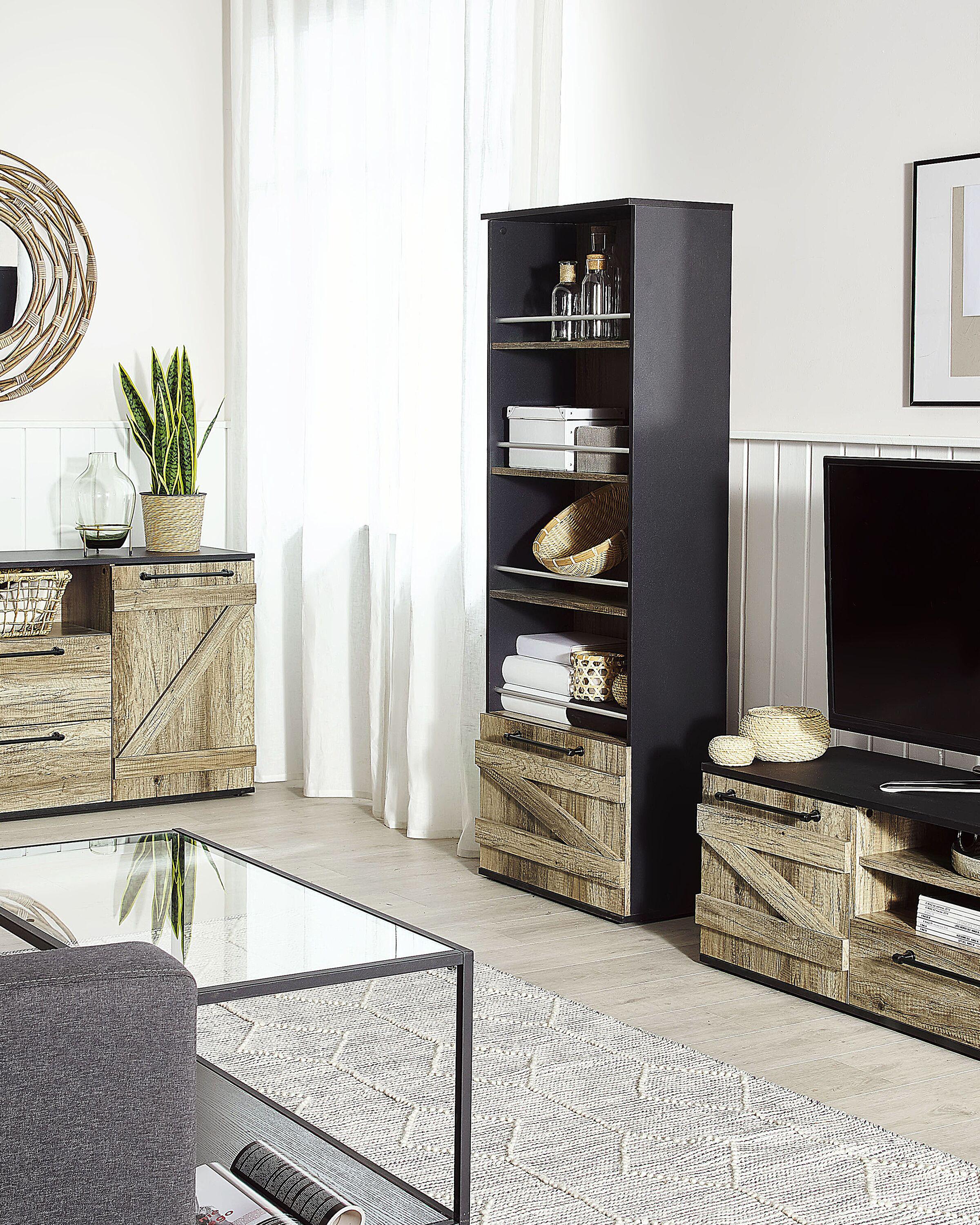 Boekenkast met 4 planken SALTER 163 cm Bruin/zwart