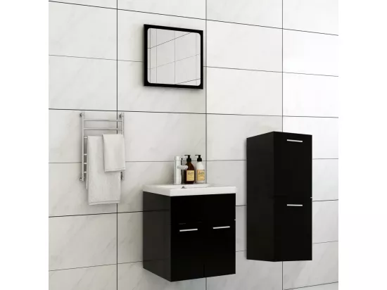 Ensemble de meubles de salle de bain Noir Aggloméré