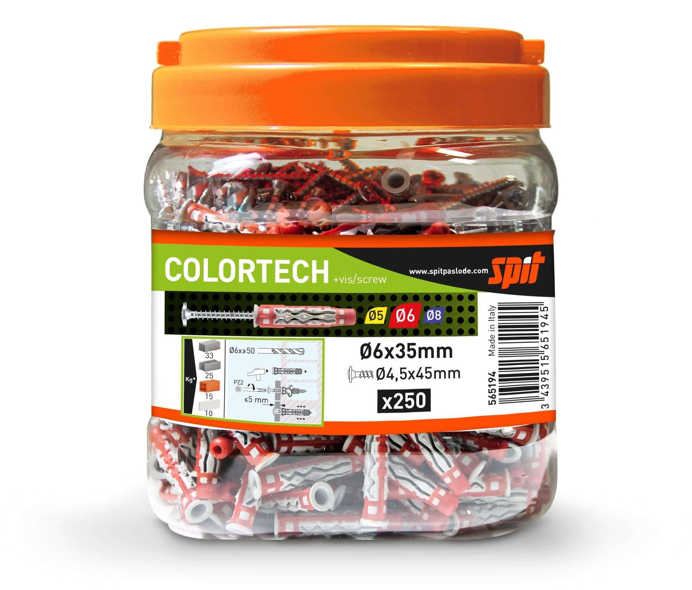 Spit Colortech universele Plug 6x35 met schroef in can (250st) - 565194