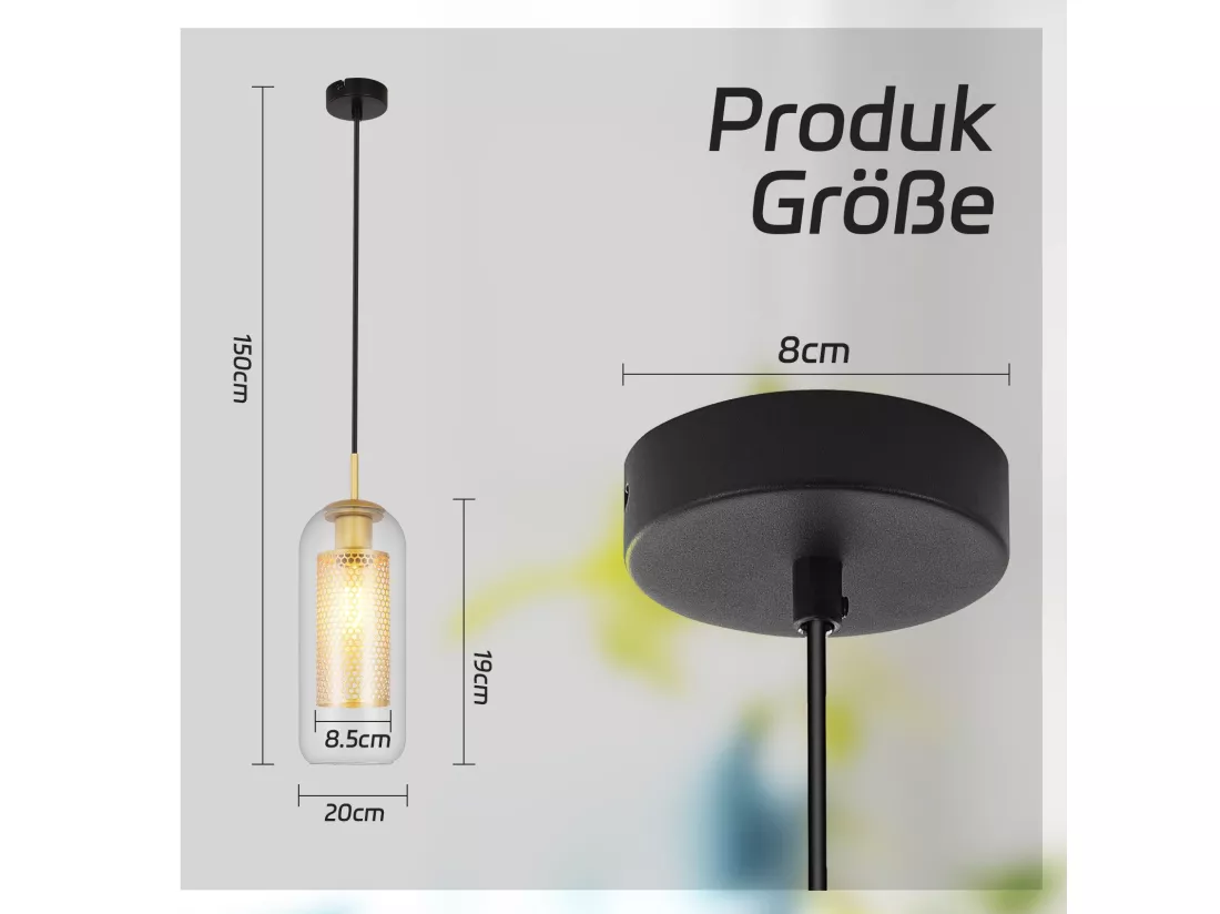 NETTLIFE Suspension Vintage 1 flamme Lampe à suspendre noir Lampe à suspendre Réglable en hauteur E27