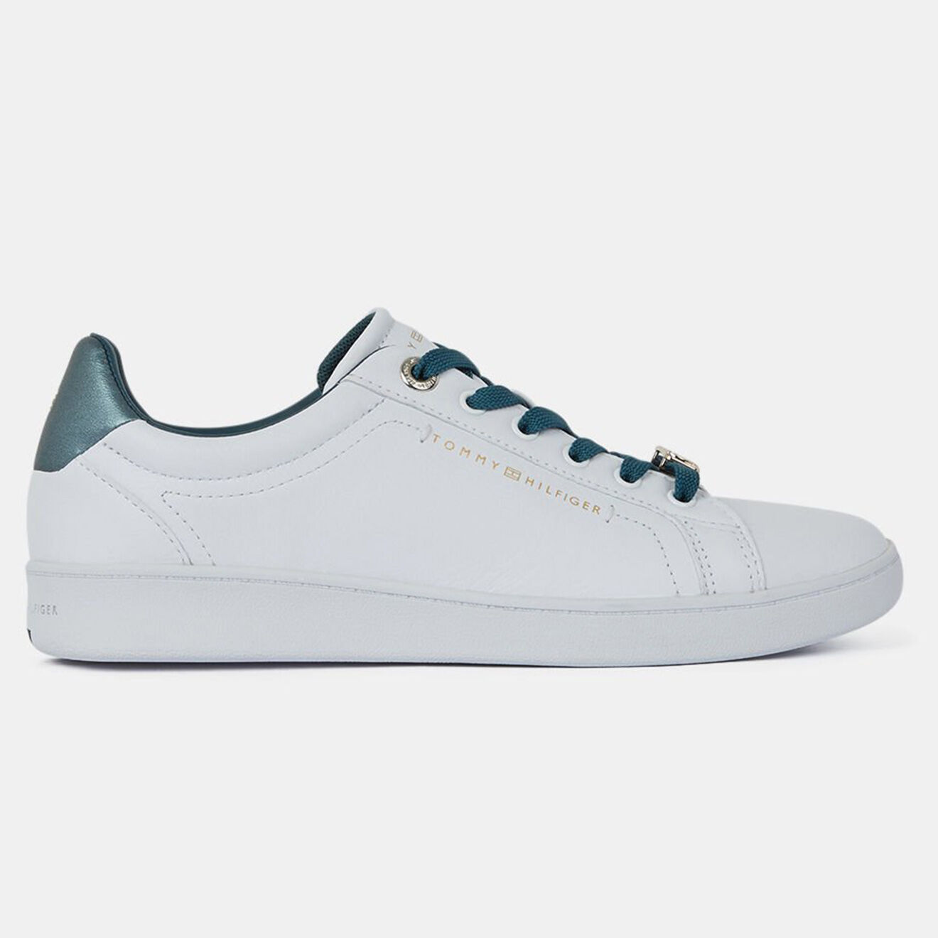 Tommy Hilfiger Baskets en Cuir Court blanc/bleu