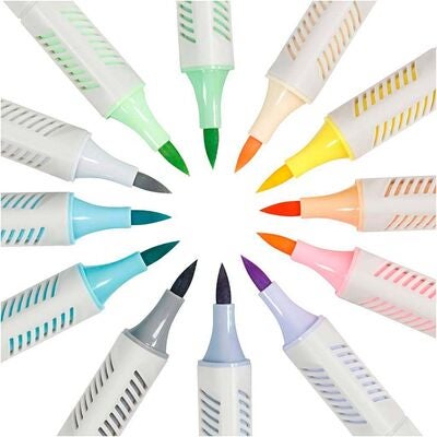 Creativ Company Sketch Marker Tusjer Pastellfarger, 12-pack