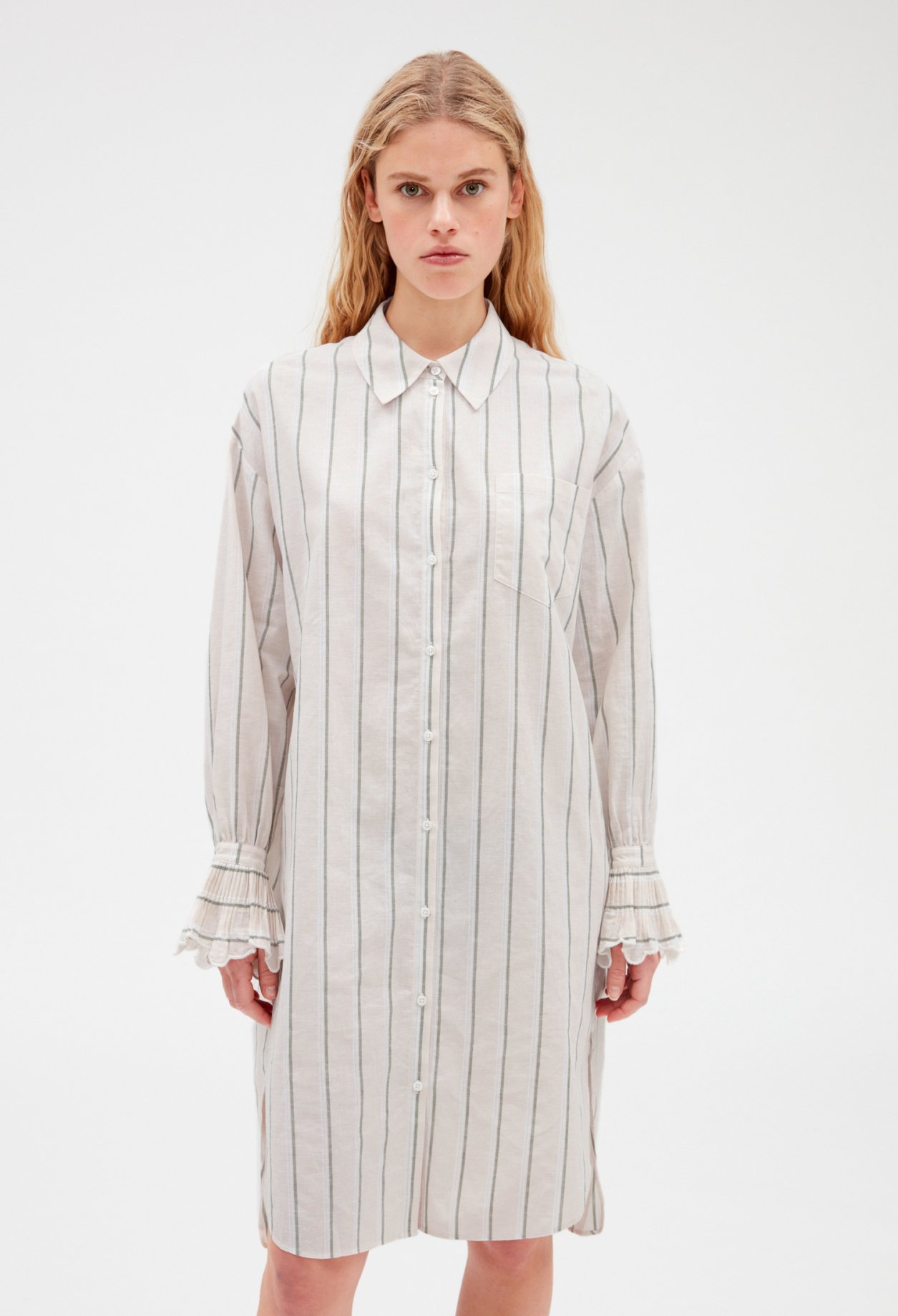 Robe chemise midi coton et lin