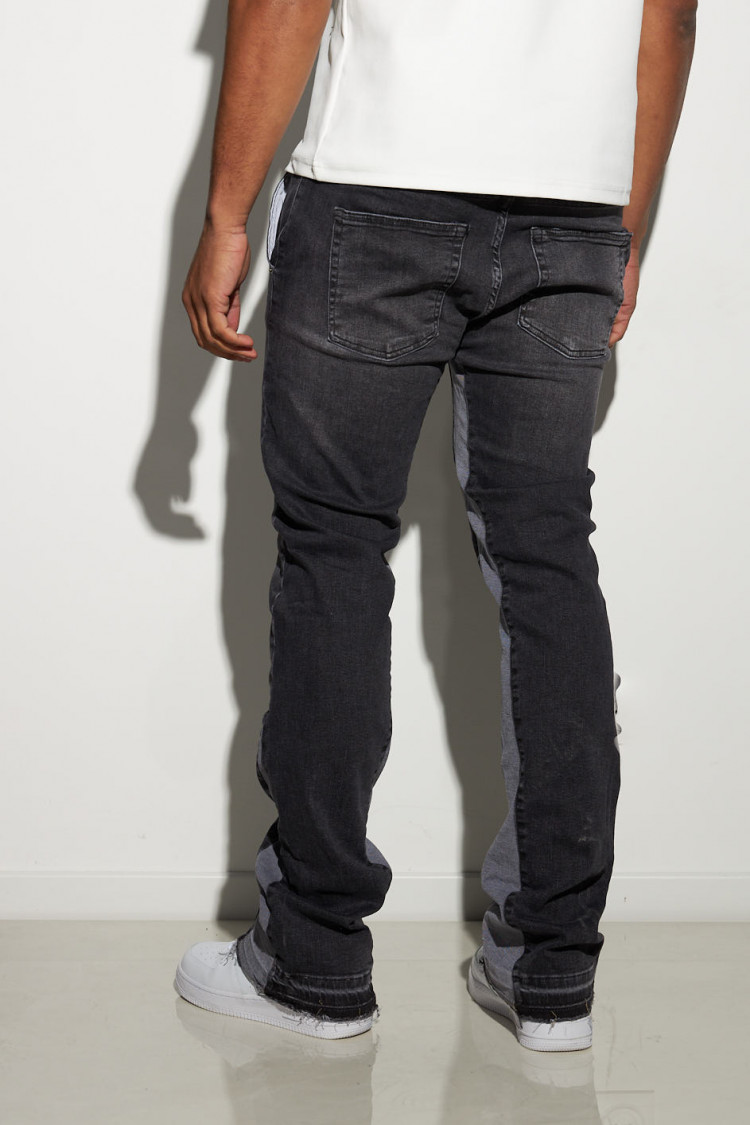Jean gris foncé à empiècement gris clair