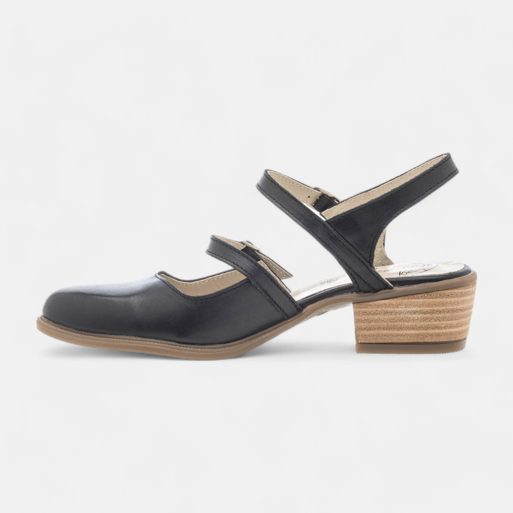 Escarpins avec bride arrière Femme en cuir noir