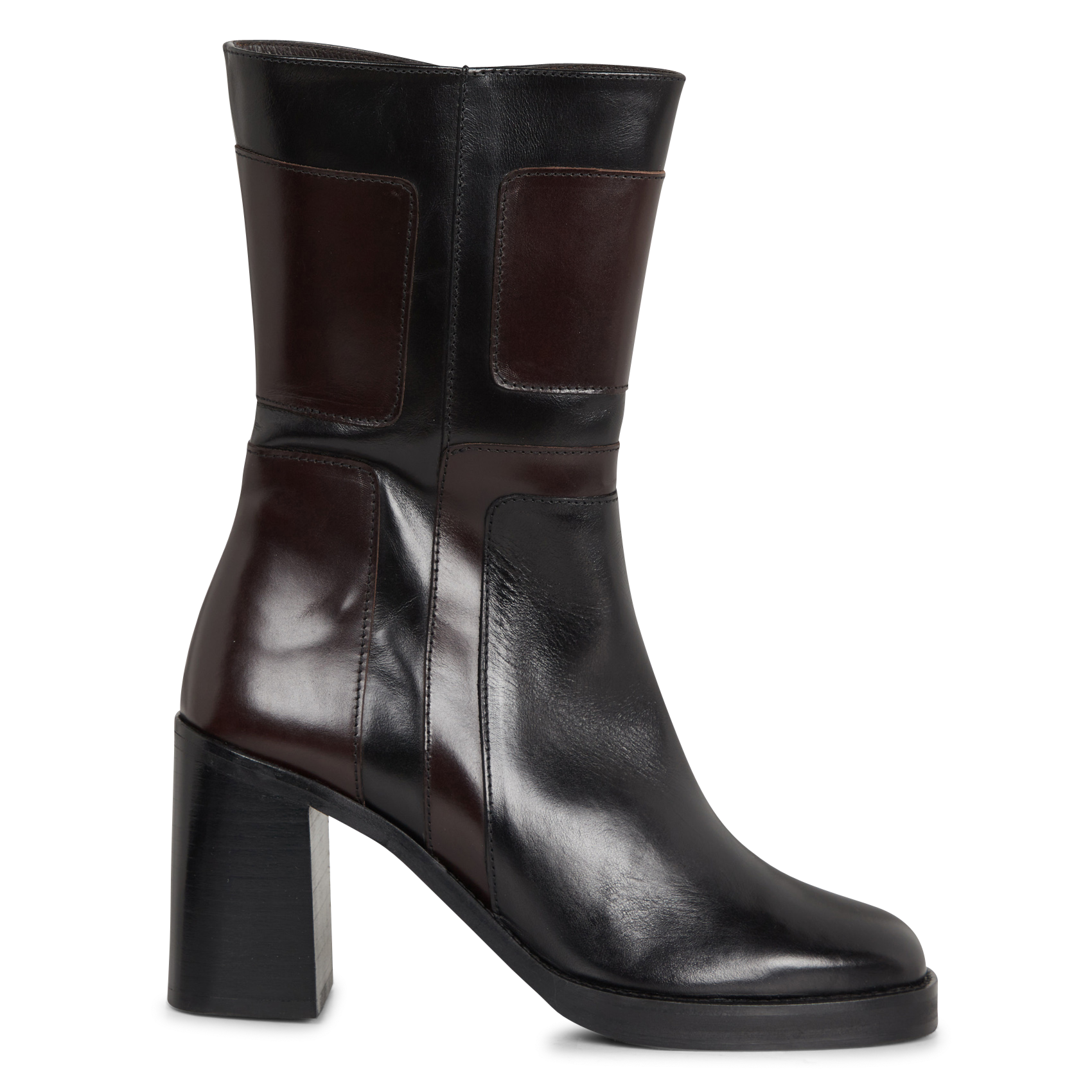 Bottines en cuir lisse| Noir