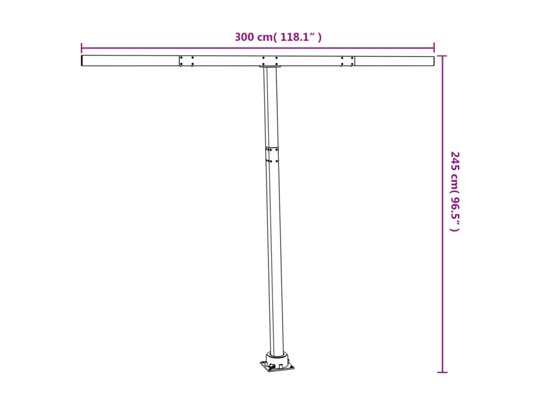 Jeu de poteaux d'auvent anthracite 300x245 cm fer