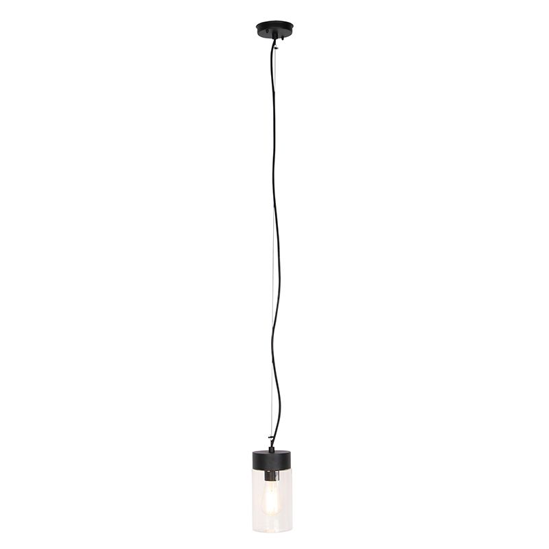 Moderne hanglamp zwart met glas IP44 - Jarra