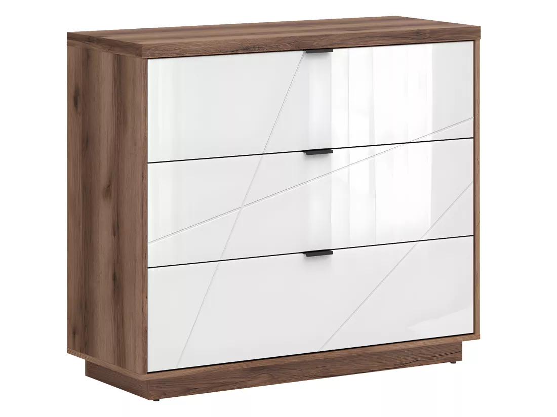 Commode 3 tiroirs Sven Blanc et Bois