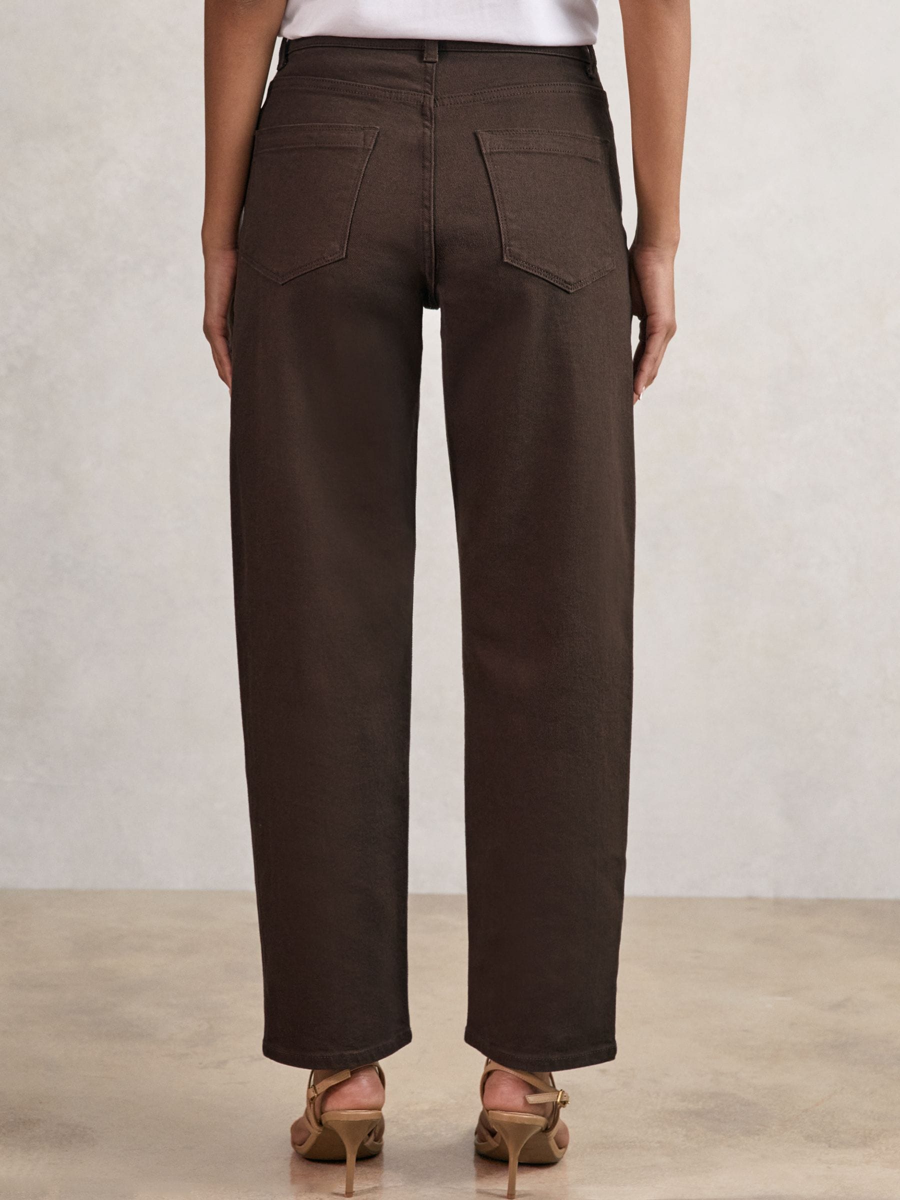 Chocoladebruin - Reiss Selin jeans met rechte pijpen en halfhoge taille