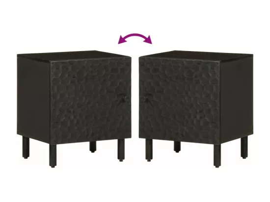 Table de chevet noir 40x33x46 cm bois de manguier solide